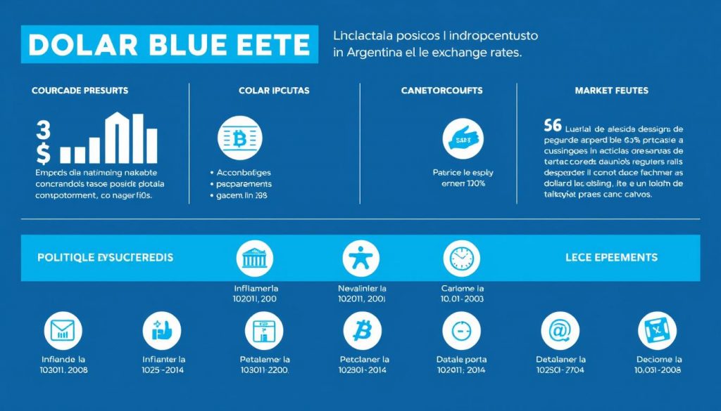 infografia mostrando los principales factores que influyen en la cotizacion del dolar blue