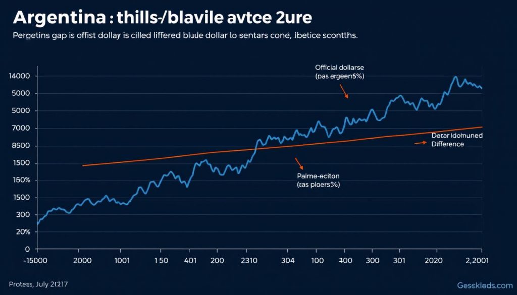 grafico mostrando la brecha de solar oficial y el dolar blue en argentina
